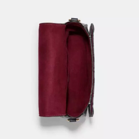 NWT! NEW! Coach Denim Signature Georgia Saddle Bag Women Crossbody Bag - Picture 13 of 14